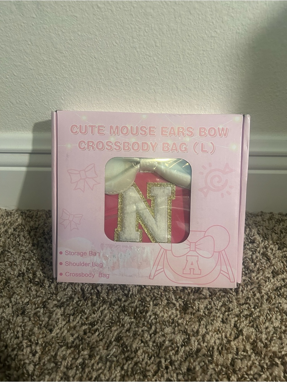 Cute Mouse Ears Bow Crossbody Bag - Pink